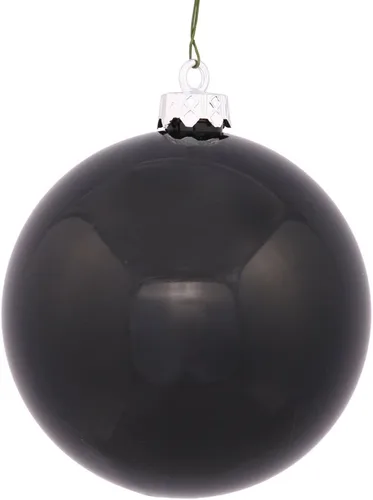 Miniatura 26 de Vickerman Adorno de bola de Navidad inastillable con acabado de lentejuelas con tapa perforada, 6 por bolsa, 4 pulgadas, color negro