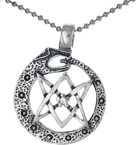 Celtic VIking Jewelry Ouroboros unicursal Dragón Serpent Naga Bakunawa Pagan Peltre Collar con colgante para hombre de buena suerte amuleto de