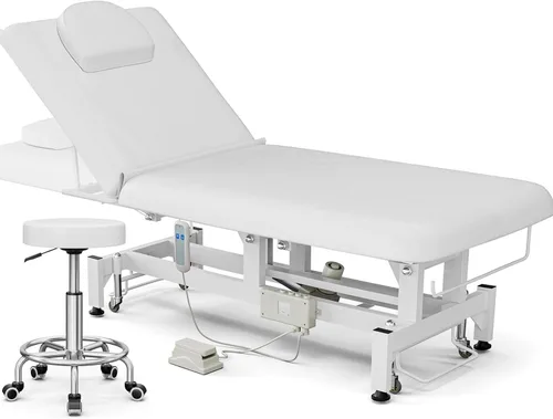 Miniatura 11 de Icoget Mesa de masaje eléctrica con controles de manos y pies, cama facial de elevación ajustable para esteticista, depilación de salón, Negro