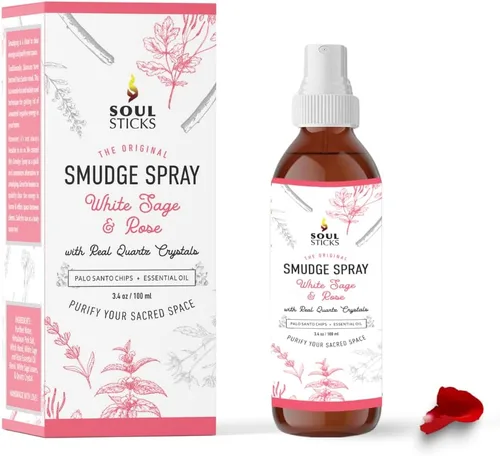 Miniatura 7 de SOUL STICKS Spray de Palo Santo y Sándalo para Limpieza y Energía Negativa Spray de Palo Santo 3.5oz con Cristales de Cuarzo Reales Spray