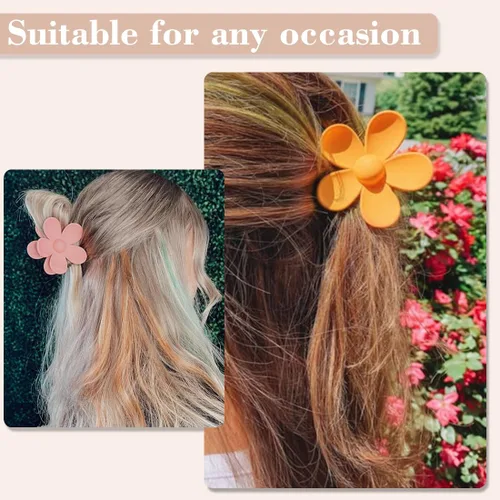 Miniatura 9 de Pinzas para el cabello de flores para mujer, 9 pinzas mate con agarre fuerte para cabello grueso y fino, antideslizantes, 9 estilos