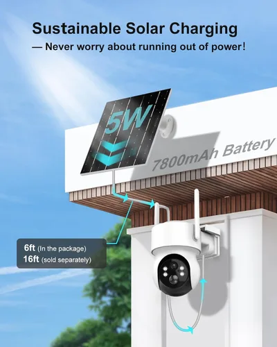 Miniatura 2 de Cámara de seguridad solar inalámbrica de 4MP para exteriores, cámara PTZ de vigilancia doméstica WiFi 2K con reflector, detección humana, alarma
