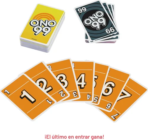 Miniatura 5 de Mattel Games Juego de cartas ONO 99 de The Makers of UNO para niños, adultos y familias, añade números y no pases más de 99
