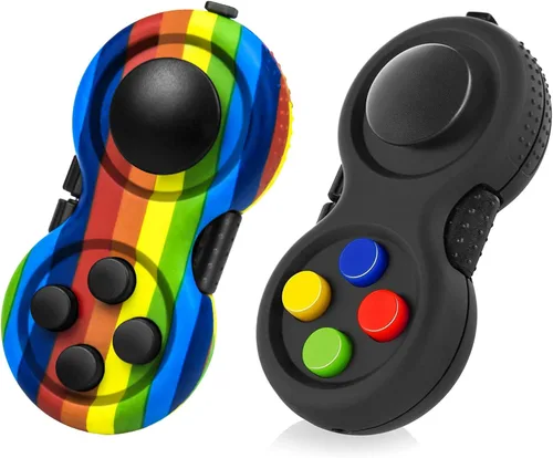 Miniatura 18 de juguete original de concentración Fidget, juego de controlador clásico de goma con 8 funciones Fidget y cordón - Excelente para aliviar el estrés