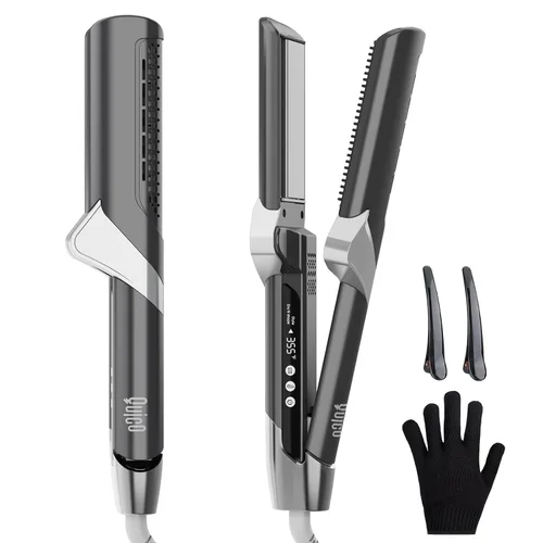 Quico - Alisador de aire para el cabello mejorado, 100-240 V, doble voltaje, flujo de aire de alta velocidad, alisador y rizador 2 en 1, alisador y