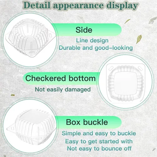 Miniatura 4 de BallHull 50 recipientes de plástico transparente engrosado con bisagras para llevar, recipientes desechables tipo concha para alimentos y pasteles