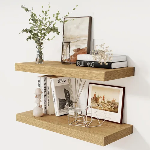 Miniatura 18 de Fun Memories - Estante flotante de 12 pulgadas, estantes de pared de madera rústica para decoración de pared y almacenamiento, estante flotante