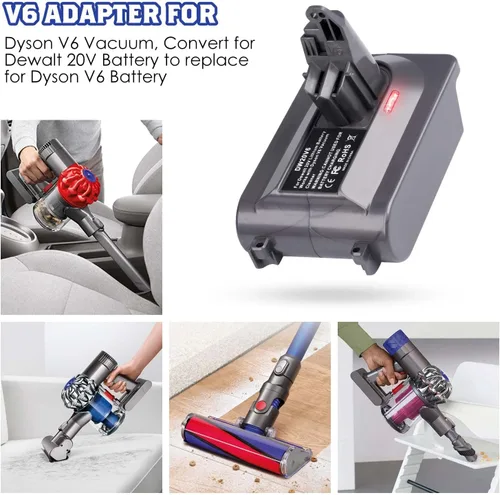 Miniatura 6 de Adaptador DW20V6 - Compatible con aspiradoras Dyson serie V6 y para batería de litio DeWalt 20V