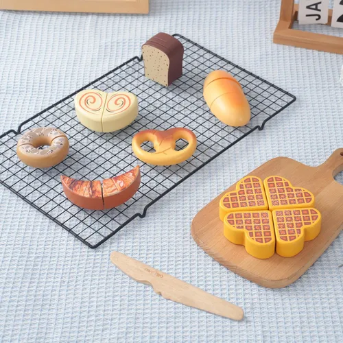 Miniatura 7 de Juguetes de madera para niños pequeños, juego de corte para hornear para niños, juego de simulación de panadería de cocina para niños, regalo