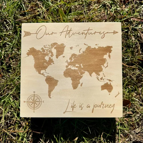 Miniatura 2 de Our Adventures Box, 8.5 x 8 x 2.5 pulgadas, caja de madera, caja de recuerdo, caja de memoria, caja de regalo, regalo de 5 aniversario, ideas