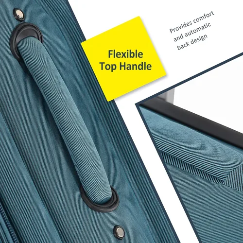 Miniatura 6 de Voohek Softside - Juego de 3 piezas expandible para maleta, equipaje ligero y ligero, Verde, Softside - Maleta extensible de 3 piezas, maleta