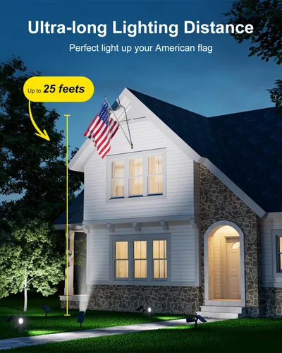 Miniatura 2 de FALOVE Focos Solares para Exteriores Impermeables para Bandera, Palmera, Poste, Letrero, Estatua, Buzón, Reflectores LED Brillantes para Exteriores