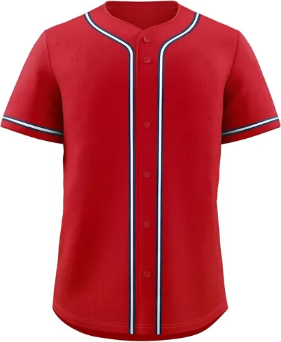 Miniatura 28 de KXK Camiseta de béisbol en blanco para hombre, camisas casuales con botones, manga corta, uniforme deportivo de equipo activo
