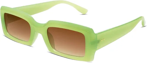 Allarallvr Gafas de sol rectangulares de moda para mujeres y hombres, persianas cuadradas vintage de los años 90, marco grueso, gafas de sol nude
