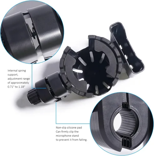 Miniatura 6 de EASICOZI Soporte para micrófono con soporte para teléfono, soporte universal 2 en 1 para botella de bebida para soporte de micrófono de música