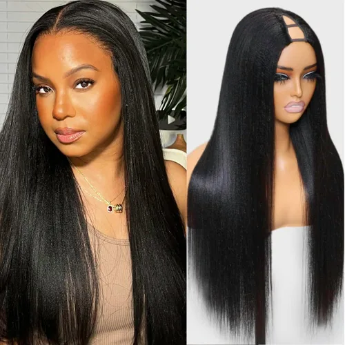 Miniatura 17 de Nadula Peluca Bob Recta Yaki Degradado Marrón Castaño con Cordón de Cabello Humano - Sin Pegamento Precortada 13X4 HD Pre Todo Peluca Frontal