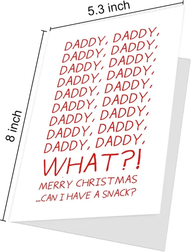 Miniatura 2 de Divertida tarjeta de Navidad con texto en inglés «Can I Have Snack?» Navidad traviesa para papá de hijo e hija, bonita tarjeta de Navidad con mensaje