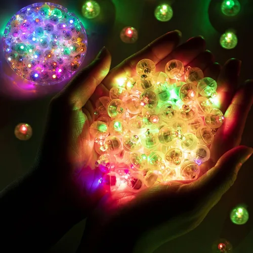 Miniatura 12 de 50 luces de globo, mini luces LED, redondas, largas esperas, lámpara de bola para linterna de papel, fiesta de cumpleaños, Navidad, Halloween, Azul