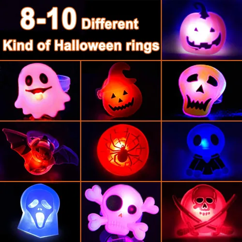 Anillo de luz LED de Halloween para niños y adultos, anillo de dedo flash para cumpleaños, Halloween, fiesta, juguete suave parpadeante, goma,