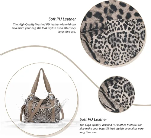 Miniatura 180 de Angel Barcelo - Bolsa de hombro amplia para mujer, diseño Hobo, cuero lavado