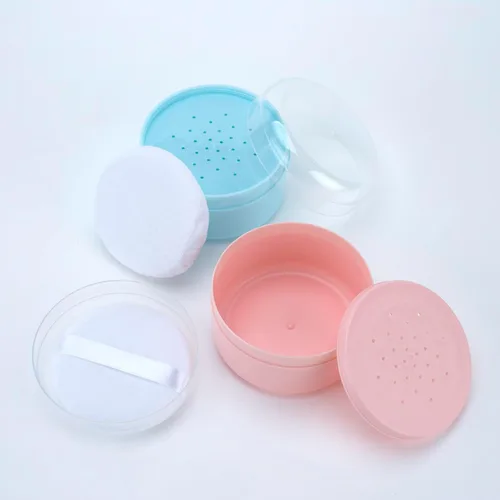 Miniatura 6 de 2 unidades de soplo de polvo de cuerpo grande y recipiente con tamiz para bebé después del baño, caja de polvo de talco para mujeres, playa, viajes