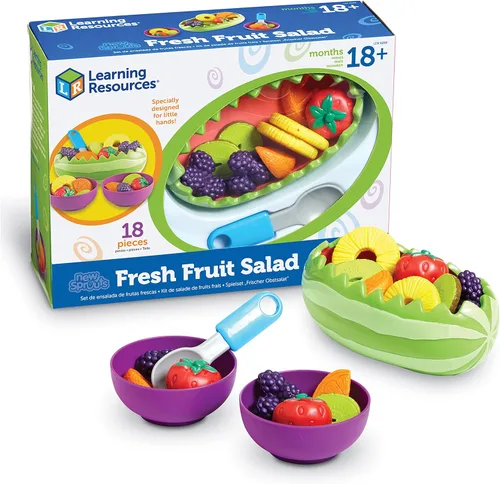 Recursos de aprendizaje, nuevos brotes de fruta fresca, juego para ensalada