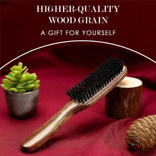 Miniatura 2 de STYLEMATE Sapele - Cepillo de pelo de cerdas de jabalí de madera para mujeres y hombres, cepillo suave para cabello fino y fino, cepillo alisador