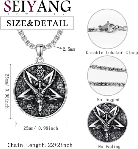 Miniatura 2 de Seiyang Mitología de plata de ley 925 paganismo Collar egipcio de joyería de regalo para hombres y mujeres con cadena Rolo de 0.079 in 22+2