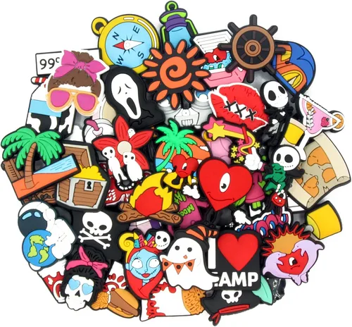 Paquete de 50 100 dijes de decoración de zapatos para niños, niñas, mujeres, adolescentes, niños, accesorios para zuecos, accesorios para sandalias