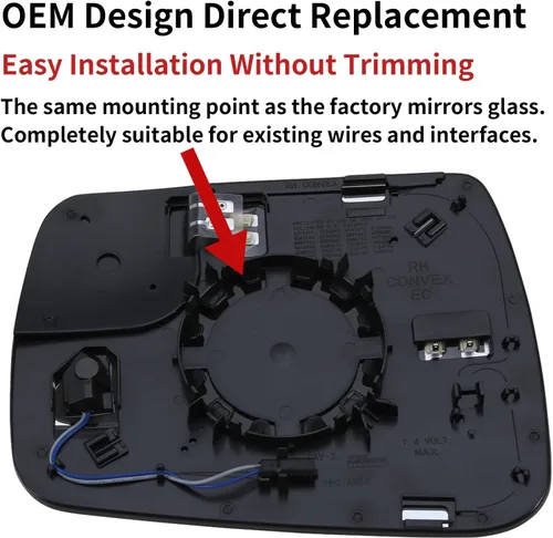 Miniatura 3 de Espejo lateral del pasajero de repuesto para Dodge Ram 1500 2500 2019 2020 2021 – Espejo lateral derecho, espejo retrovisor de vidrio