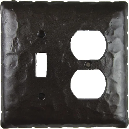 Miniatura 2 de Rustic Rancho - Cubierta de placa de interruptor dúplex de hierro forjado EPH46 (negro)