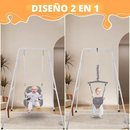 Miniatura 6 de Taleco Gear 2 en 1 columpio para niños pequeños y saltarín, juego de columpio para interior/exterior, saltarines y rebotadores para bebés, fácil