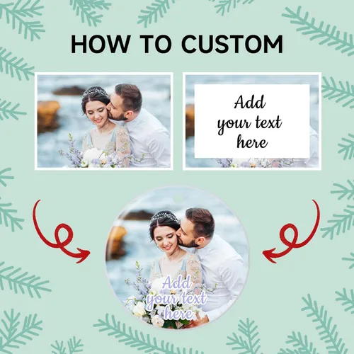 Miniatura 3 de Paquete de 4 adornos de Navidad personalizados 2025 de cerámica personalizada con foto y texto para decoración de árbol de Navidad, primera Navidad
