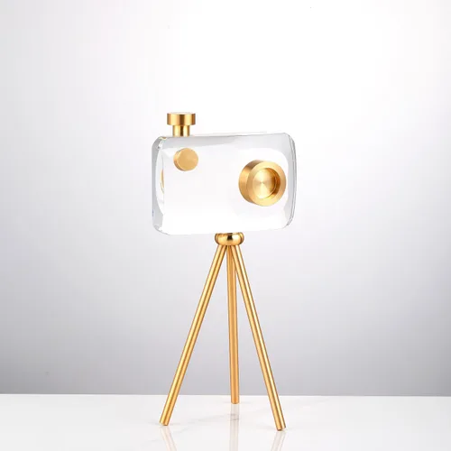 Miniatura 3 de Estatua de cámara de cristal grande negra, exquisita pieza de arte hecha a mano, excelente opción para regalo, adecuada para decoración moderna