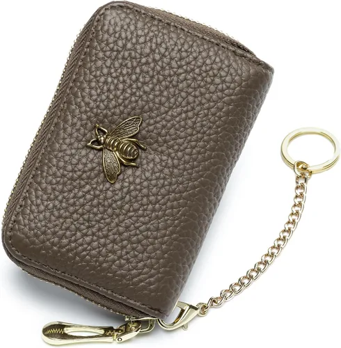 Miniatura 25 de imeetu Soporte para tarjetas de crédito RFID, cartera pequeña de cuero con cremallera para mujer