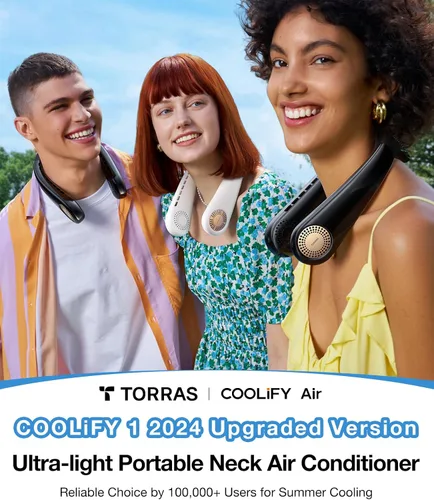 Miniatura 2 de TORRAS COOLiFY Air2024 - Aire acondicionado de cuello actualizado, ventilador de cuello portátil ultraligero recargable, dispositivo de enfriamiento