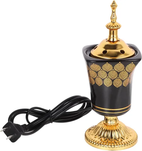 Quemador eléctrico de incienso estilo Oriente Medio, cerámica con enchufe, para aromaterapia, Bakhoor, quemador para el hogar, yoga, meditación,