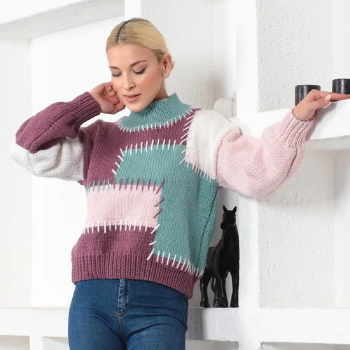 Miniatura 5 de Estako Megastar, 3.52 Oz (100g) de hilo de acrílico 75% y lana 25%, suave, peso grueso voluminoso #5 para crochet y tejer 120 yardas (110m)