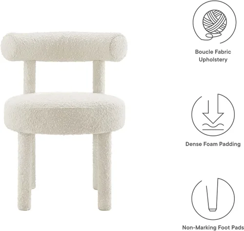 Miniatura 8 de Modway EEI-6387-IVO Toulouse Boucle Silla de comedor de tela, color marfil