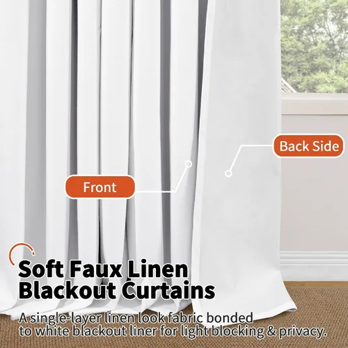 Miniatura 8 de Cortinas Opacas de Lino Azul Bebé para Guardería de 40 Pulgadas de Largo, 2 Paneles, Cortinas Cortas con Aislamiento Térmico Boho de Bloqueo Total