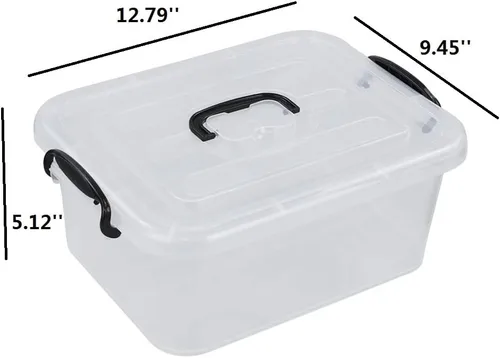 Miniatura 3 de Caja de almacenamiento de plástico de 8 litros, paquete de 2 contenedores de almacenamiento transparentes con asas