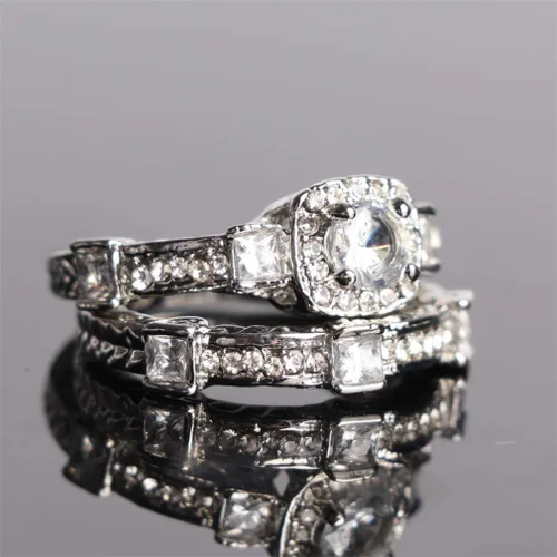 Miniatura 2 de Ai.Moichien Anillos de compromiso para mujer con circonita cúbica chapada en platino