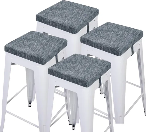 Miniatura 8 de baibu Juego de 2 cojines cuadrados de espuma viscoelástica de 12 pulgadas, diseño de doble capa con lazos, cojín cuadrado para silla para taburetes
