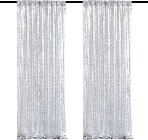 Miniatura 36 de Cortinas de fondo de lentejuelas rosas de 2 piezas, 2 pies x 8 pies, fondo de fotografía, cortina para fiestas con purpurina, fondo de boda, tela
