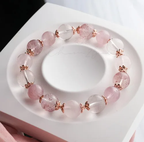 Miniatura 5 de Precious Gemstone Natural Crystal Healing Bracelet, Rutilated Quartz, Moonstone, Quartz Handmade Original Design Bracelet