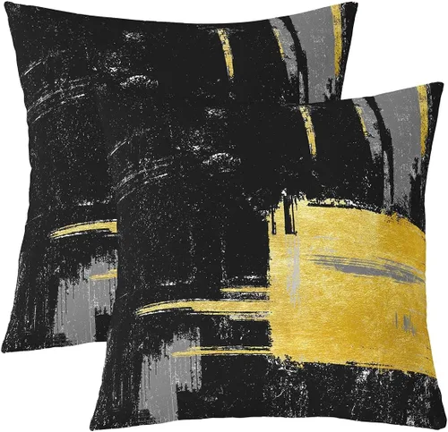 Miniatura 23 de Juego de 2 fundas de almohada abstractas de 16 x 16 pulgadas para niños, niñas, adolescentes, decoración de dormitorio, moderna a rayas, decoración