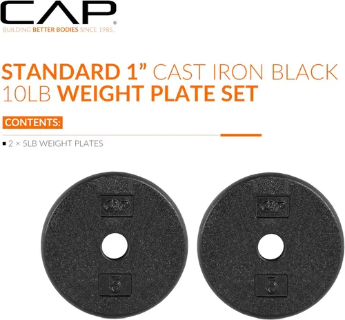 Miniatura 2 de CAP Barbell Placas de peso estándar de hierro fundido de 1 pulgada, individuales y juegos 1.25-50 libras Múltiples opciones