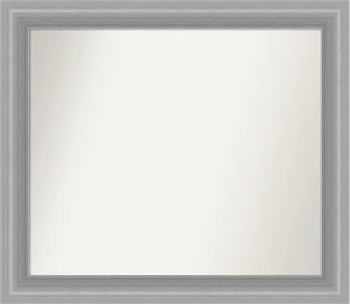 Miniatura 309 de Amanti Art Espejo de baño plateado para sobre el fregadero, 24 x 24 pulgadas, espejo cuadrado de peltre forjado a medida, marco de madera casual