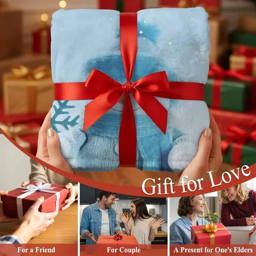 Miniatura 9 de Mantas de Tiro de Muñeco de Nieve de Navidad, Manta de Vellón Suave de Vacaciones de Invierno Decorativa para Hogar Sofá Sillón Silla Sala de Estar