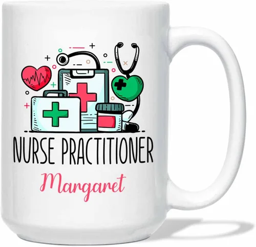 Miniatura 12 de Taza de enfermera practicante con nombre personalizado, regalo NP, taza de café para estudiante de enfermería, regalo médico personalizado